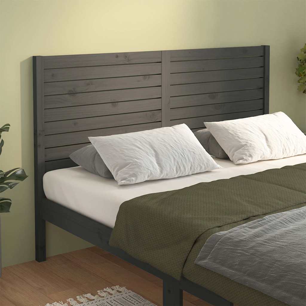 Vidaxl hoofdbord 126x4x100 cm massief grenenhout grijs