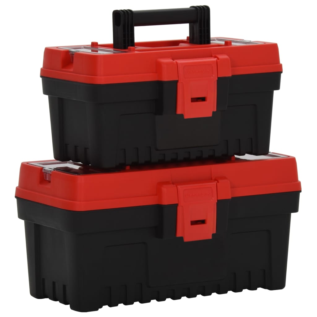 Vidaxl 2 St Tool Boxes Polypropen Black and Red