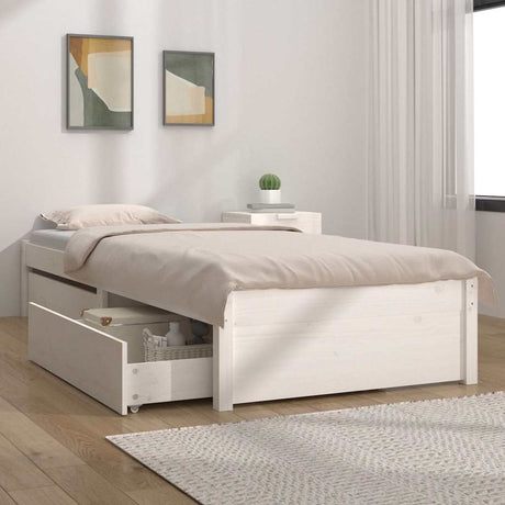 Vidaxl bedframe met lades wit 75x190 cm