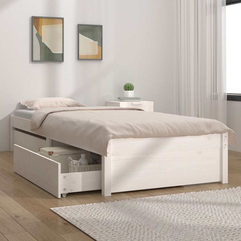 Vidaxl bedframe met lades wit 90x200 cm