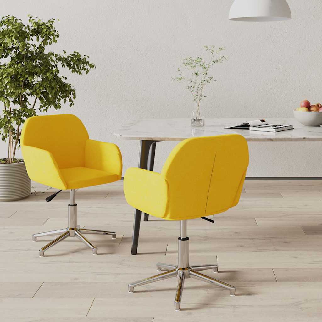 Vidaxl eetkamerstoelen 2 st draaibaar stof mosterdgeel