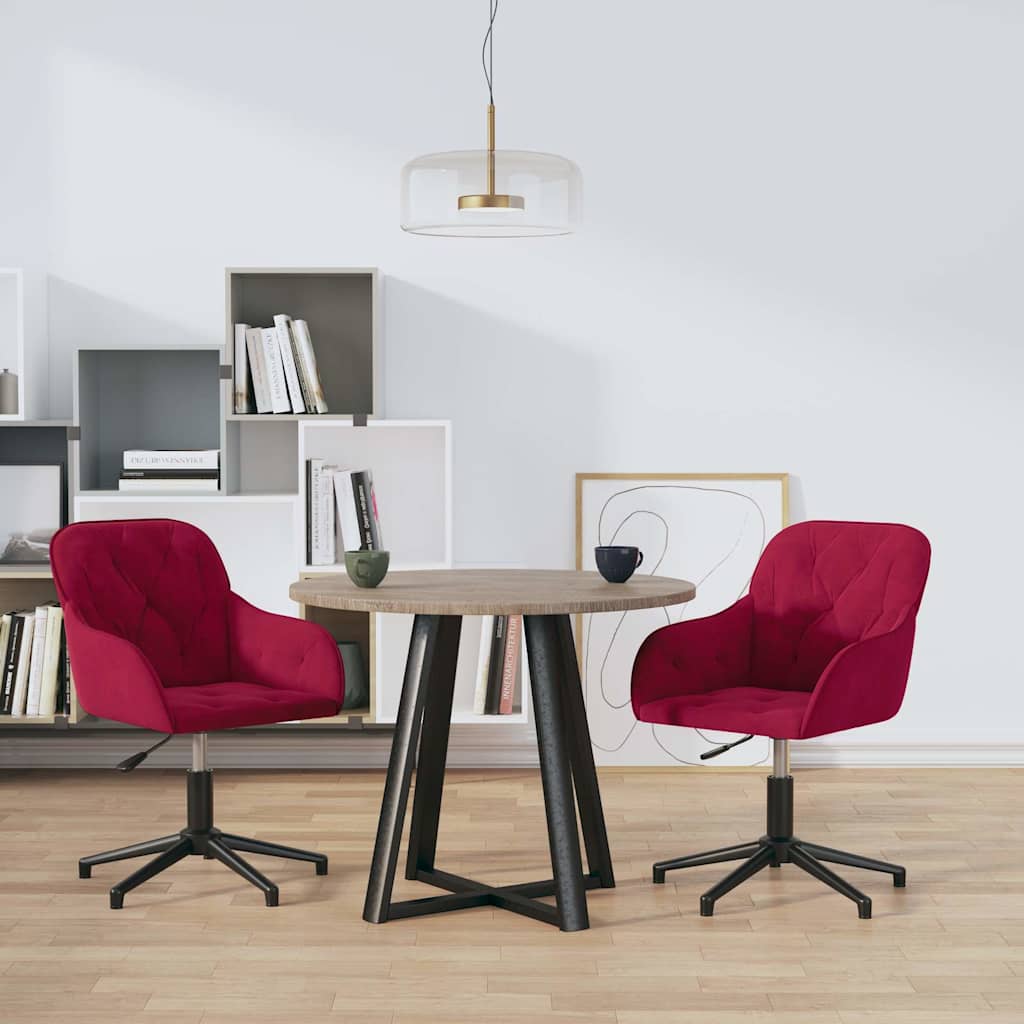Vidaxl eetkamerstoelen draaibaar 2 st fluweel wijnrood