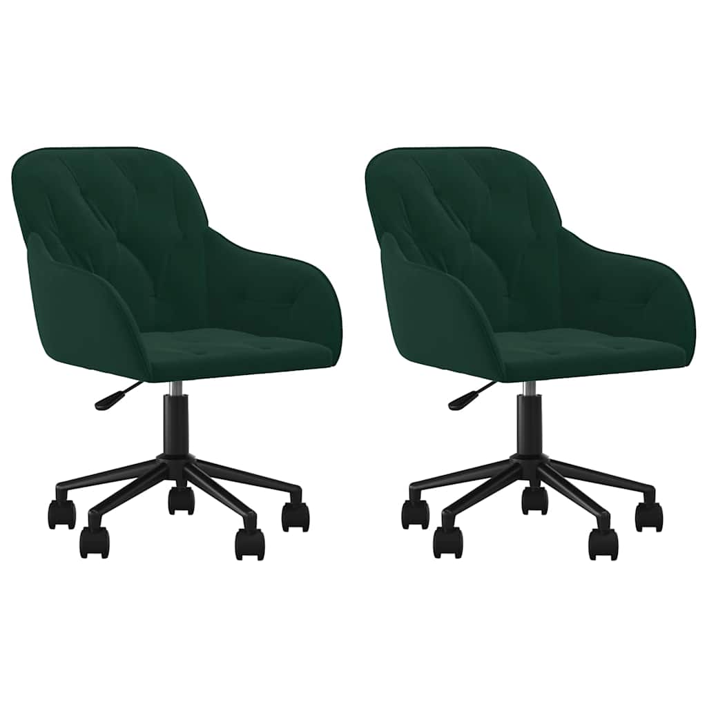 Vidaxl eetkamerstoelen draaibaar 2 st fluweel donkergroen