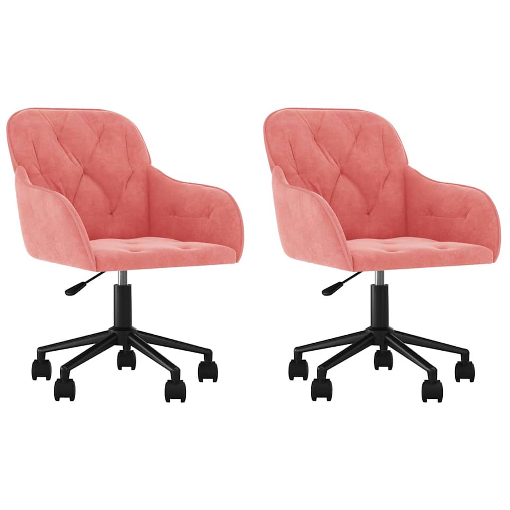 Vidaxl eetkamerstoelen draaibaar 2 st fluweel roze