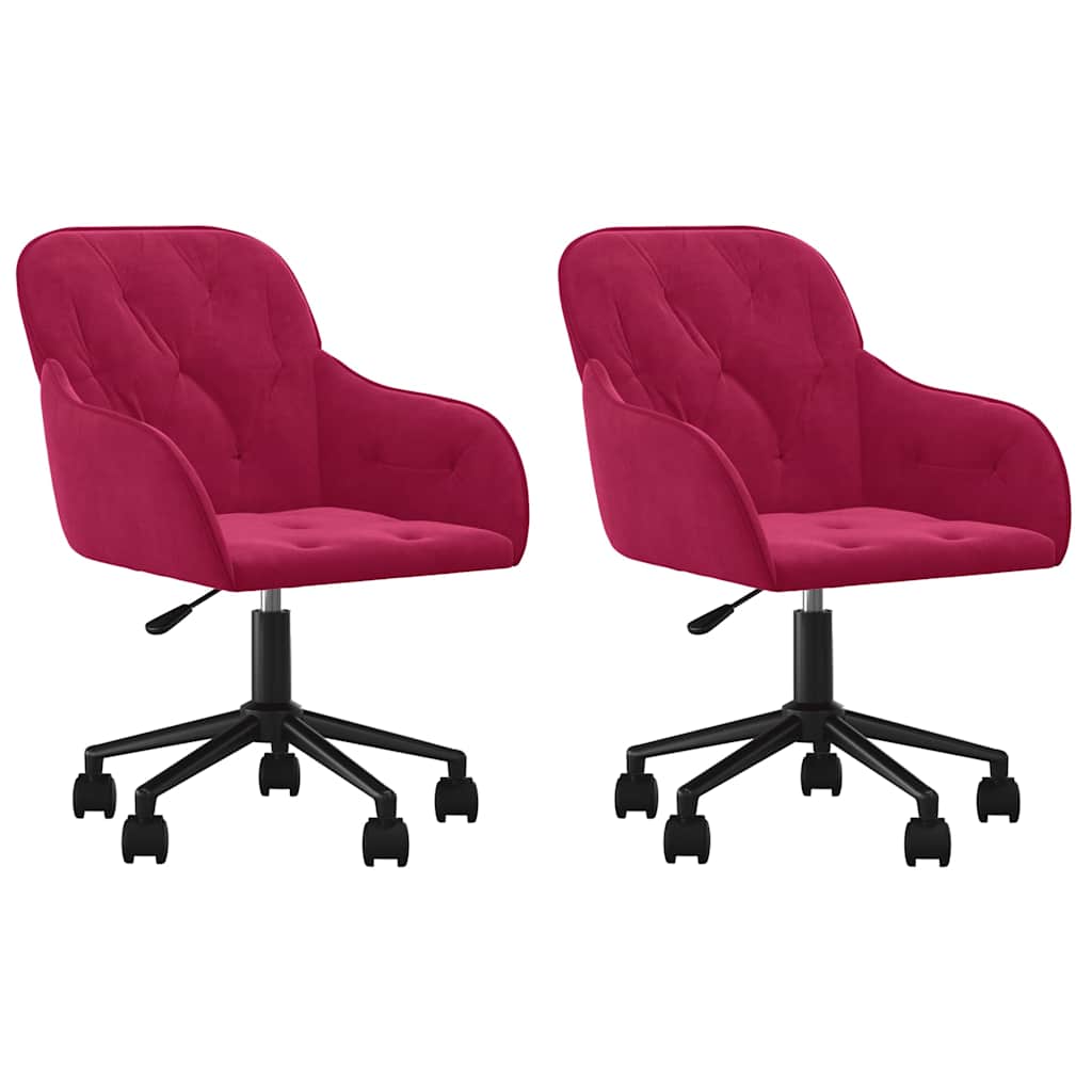 Vidaxl eetkamerstoelen draaibaar 2 st fluweel wijnrood