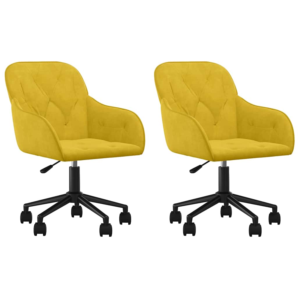 Vidaxl eetkamerstoelen draaibaar 2 st fluweel geel