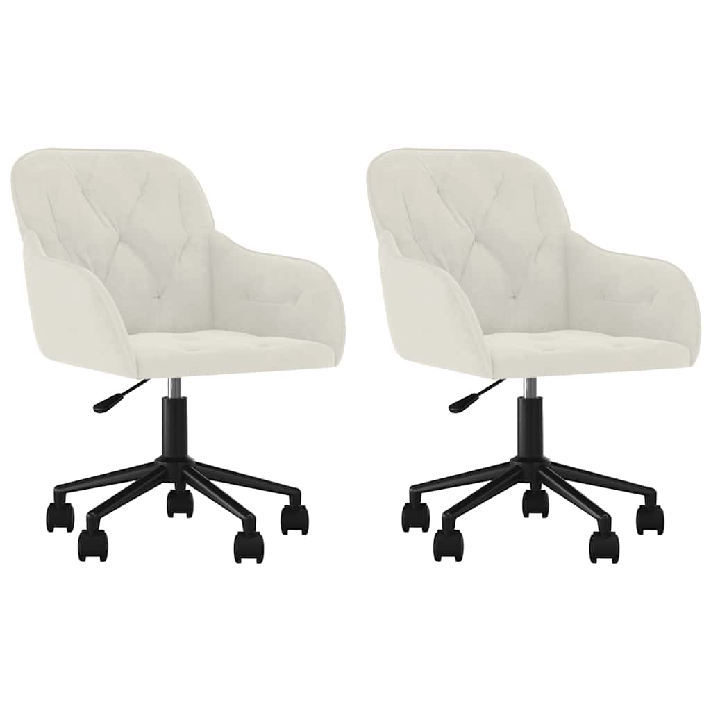 Vidaxl eetkamerstoelen draaibaar 2 st fluweel crèmekleurig