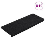 Vidaxl Treppenmatten Selbstadhäsiv 15 ST 65x24,5x3,5 cm Schwarz