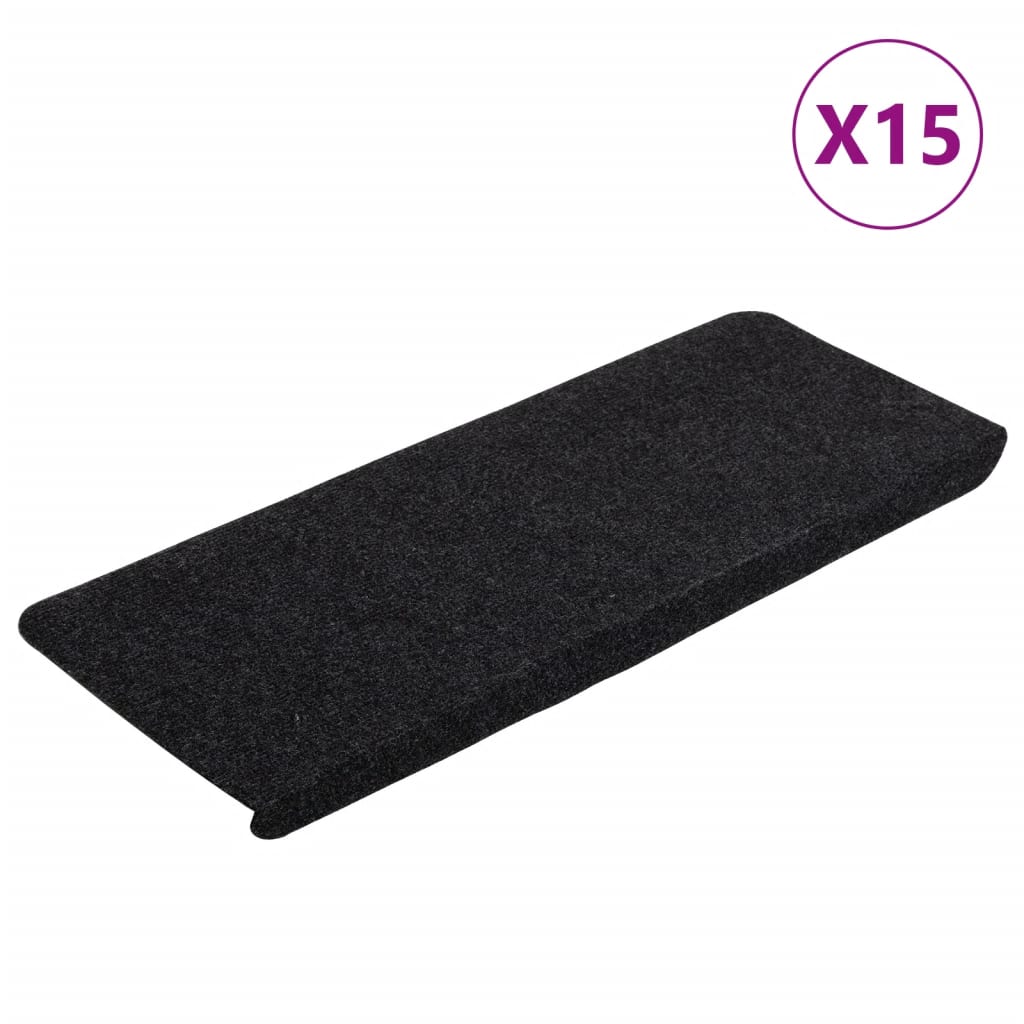 Vidaxl Straig Mätten selbst -adhesiv 15 st 65x24.5x3.5 cm schwaarz