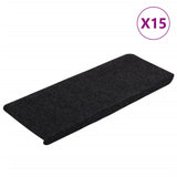 Vidaxl Stair Mats Self Adhesive 15 St 65x24,5x3,5 cm črna