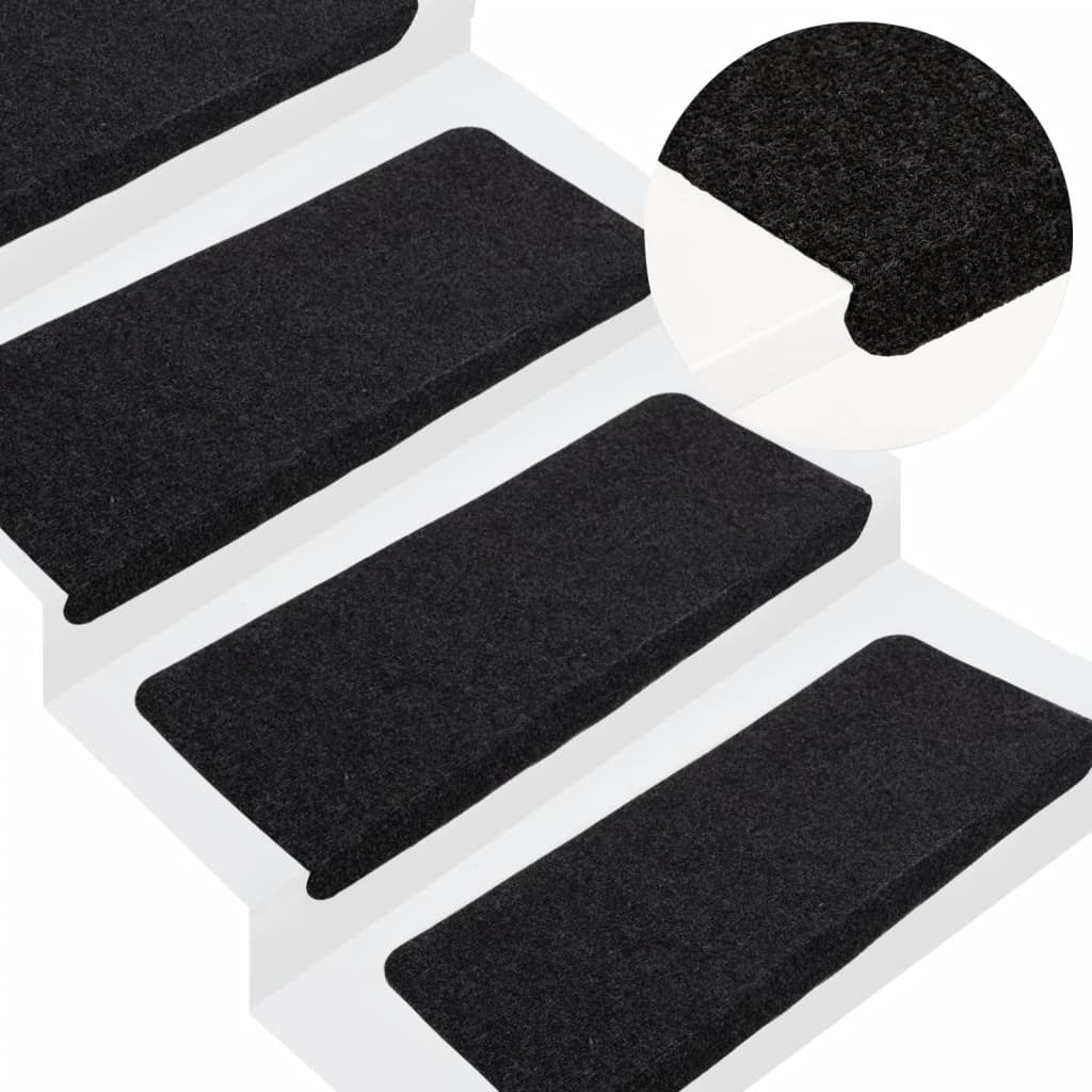 Vidaxl Stair Mats auto-adhésif 15 ST 65X24.5x3,5 cm noir