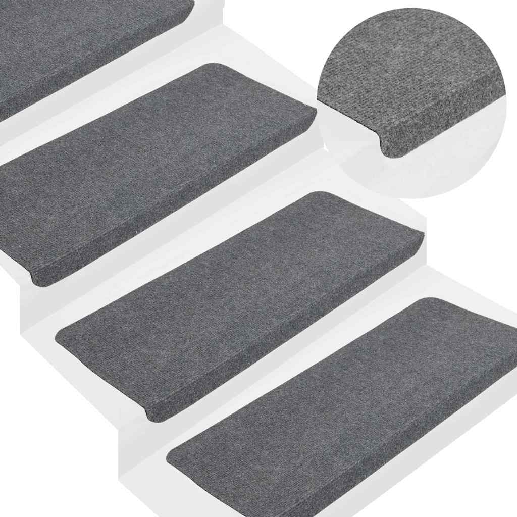 Vidaxl Treppenmatten Selbstadhäsiv 15 ST 65x24,5x3,5 cm Grau