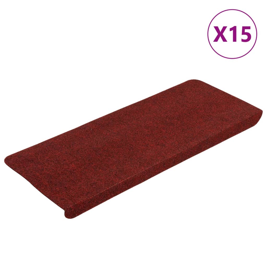 Vidaxl trapmatten zelfklevend 15 st 65x24,5x3,5 cm rood