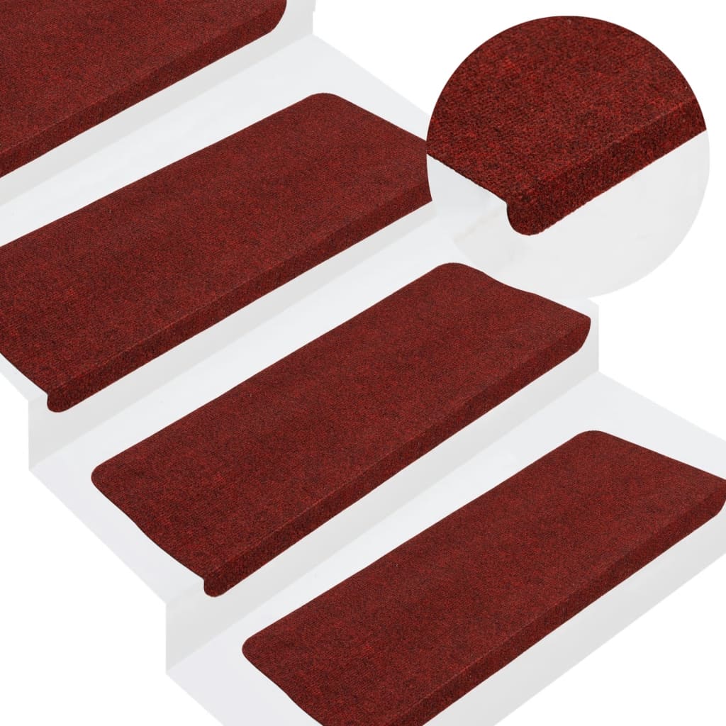 Vidaxl stair mats self -adhesive 15 st 65x24.5x3.5 cm red