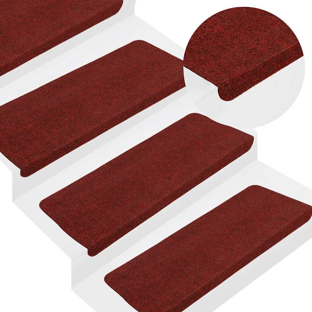 Vidaxl Treppenmatten Selbstadhäsiv 15 ST 65x24,5x3,5 cm Rot