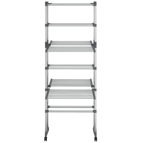 VidaXL Wäscheständer 3-lagig mit Rollen 60x70x129 cm silberfarben