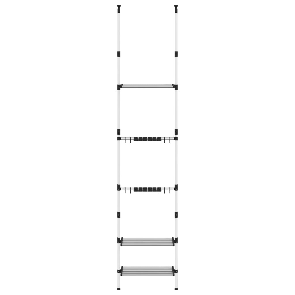 Vidaxl Garden Rack med 3 hyllor av teleskopisk aluminiumsilverfärgad