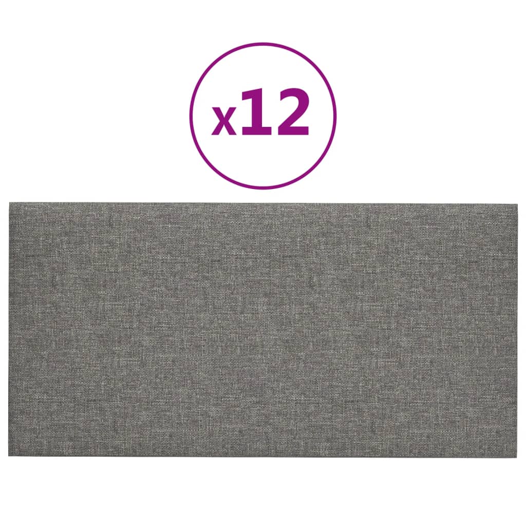 Vidaxl väggpaneler 12 st 0,54 m² 30x15 cm tyg ljusgrå