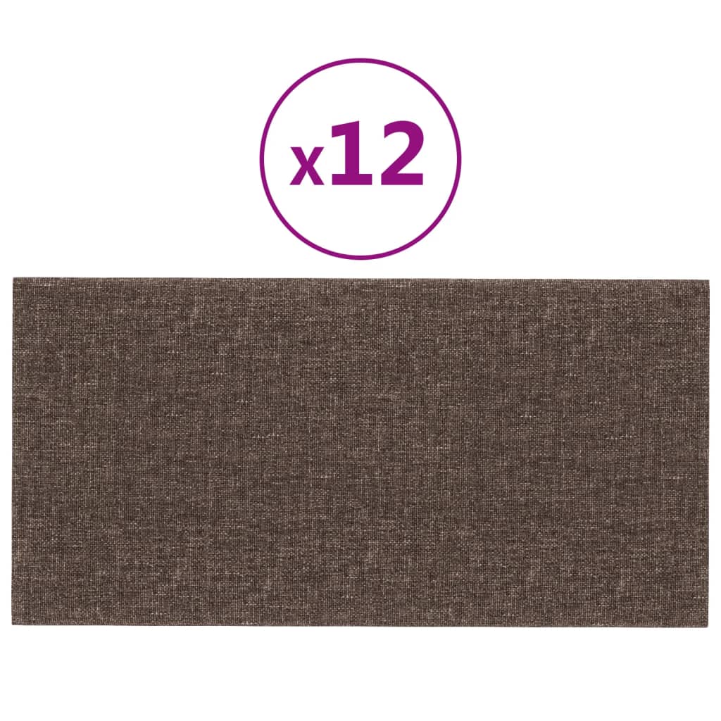 Vidaxl veggpaneler 12 stk 0,54 m² 30x15 cm stoff taupe