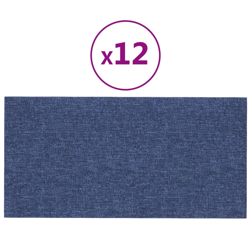 VIDAXL -Wandplatten 12 Stk 0,54 m² 30 x 15 cm Stoff blau