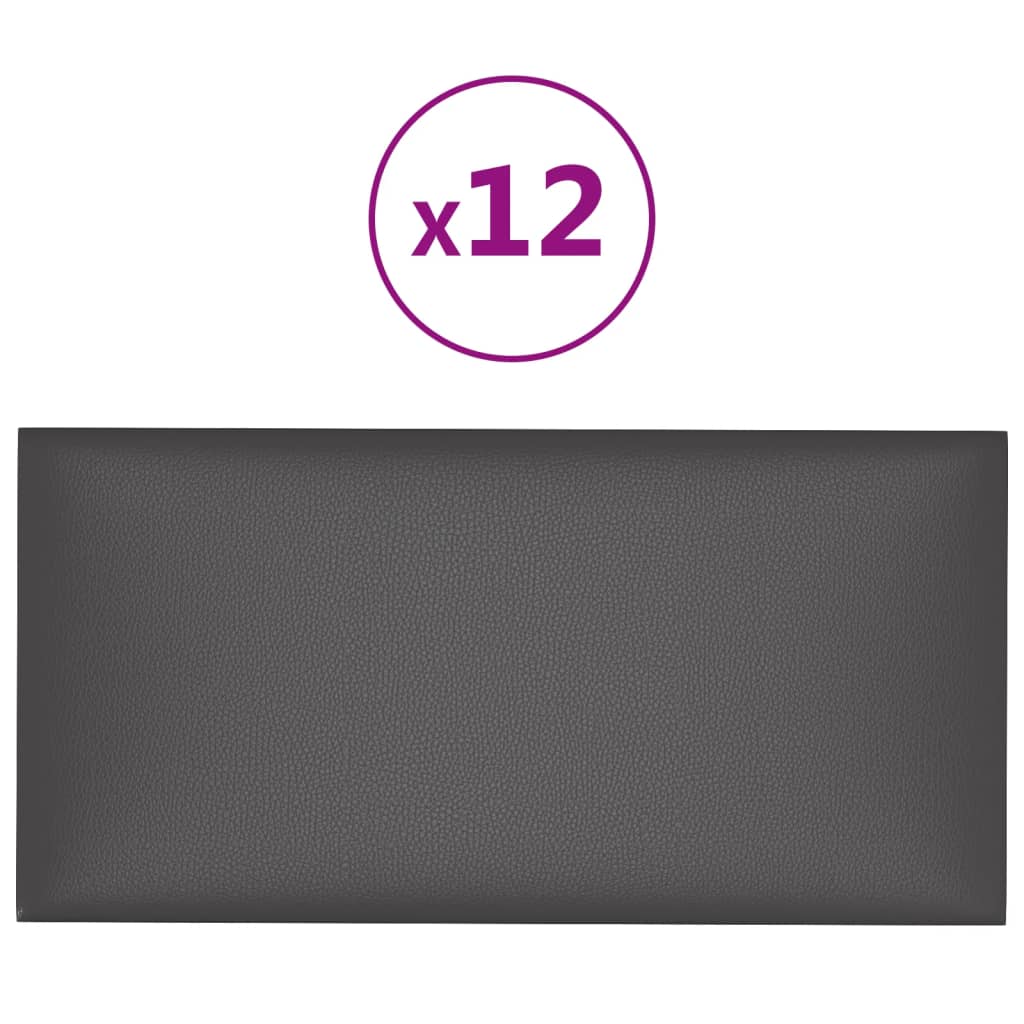 Panele ścienne vidaxl 12 szt. 0,54 m² 30x15 cm sztuczna skórzana szara