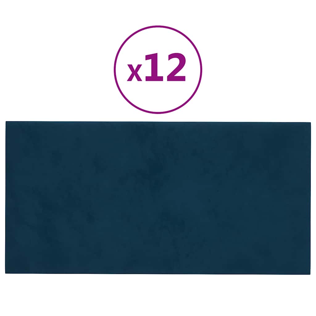VIDAXL -Wandplatten 12 Stcs 0,54 m² 30 x 15 cm Samtblau