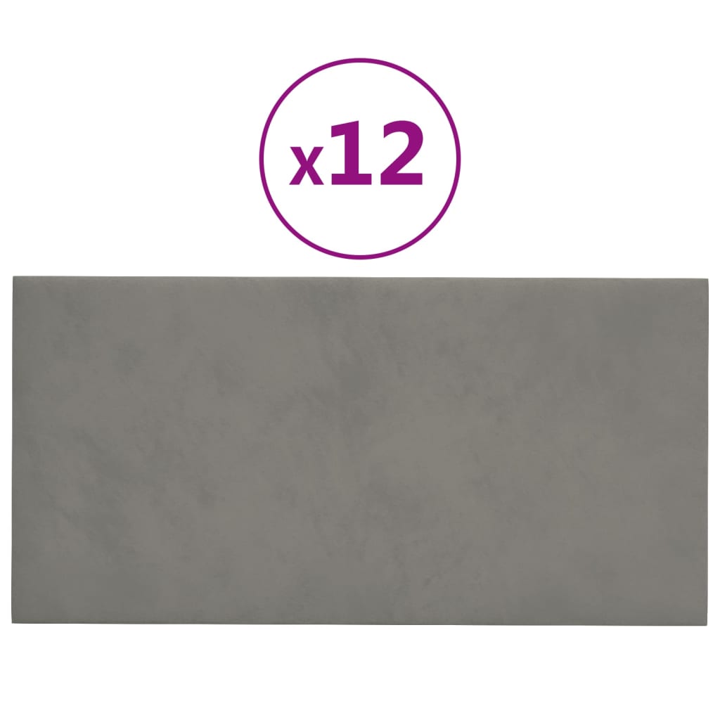 Pannelli a parete Vidaxl 12 pezzi 0,54 m² 30x15 cm Grigio chiaro di velluto