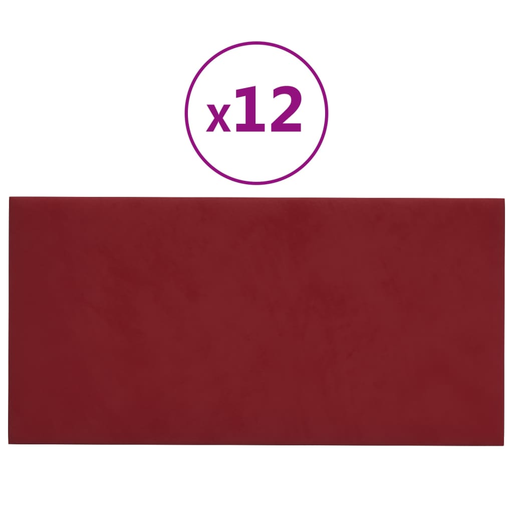 Panneaux muraux vidaxl 12 pcs 0,54 m² 30x15 cm Velvet Wine rouge