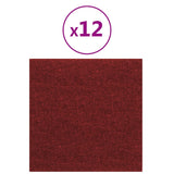 Vidaxl Wall panels 12 st 1.08 m² 30x30 cm Fabric wine red