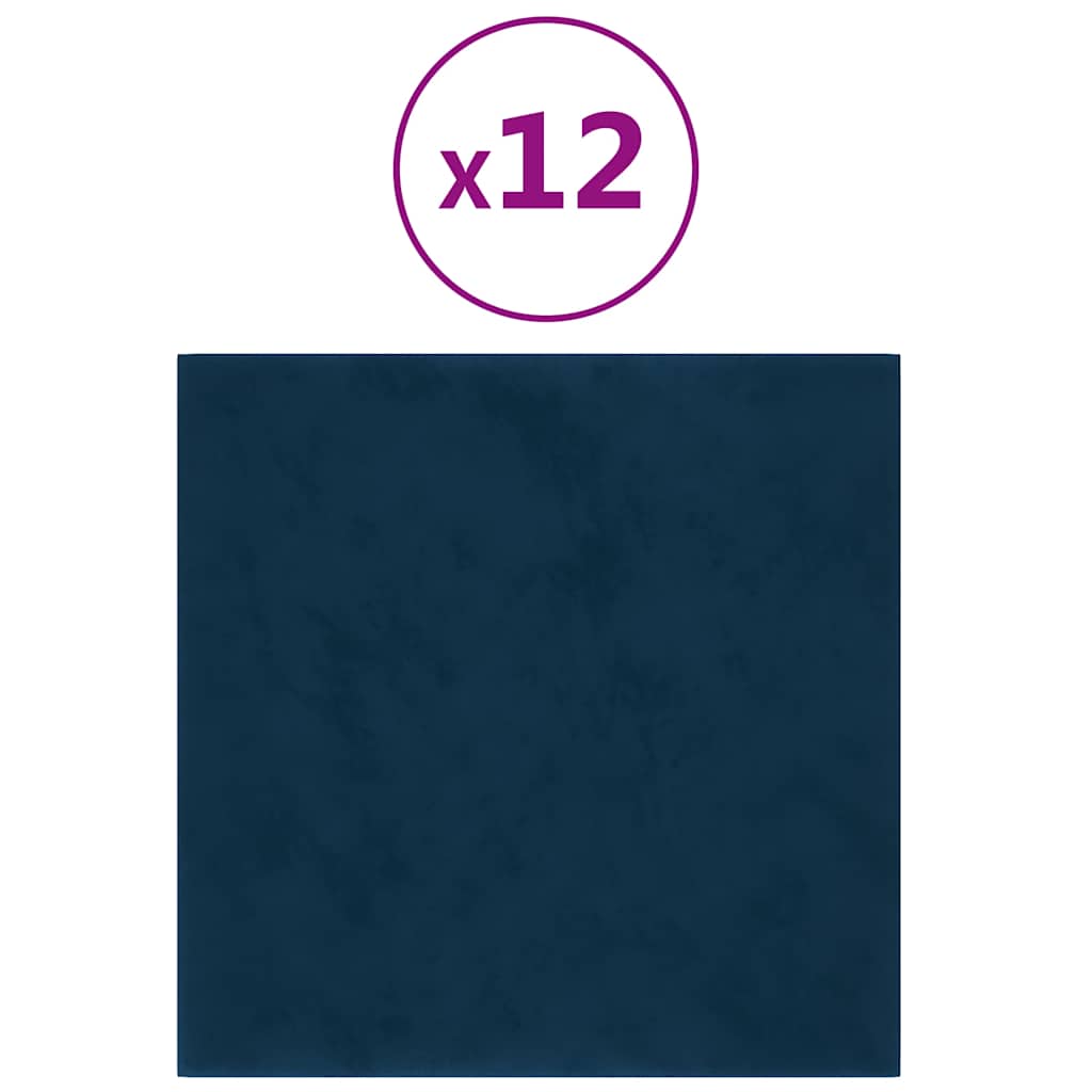 Vidaxl -Wandplatten 12 ST 1,08 m² 30 x 30 cm Samtblau
