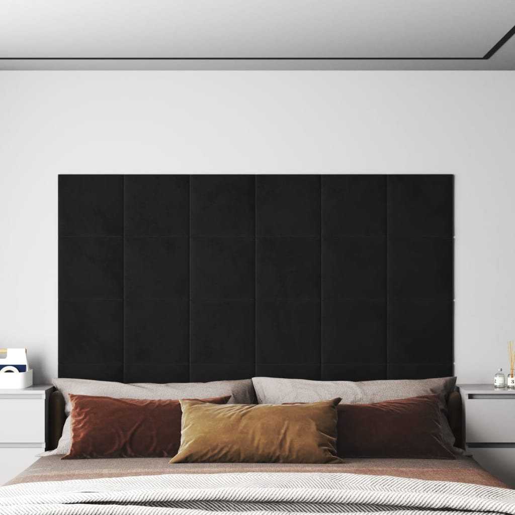 Vidaxl Wall panels 12 st 1.08 m² 30x30 cm velvet black