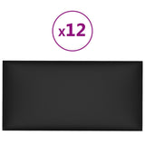 Paneles de pared Vidaxl 12 ST 2.16 m² 60x30 cm de cuero artificial negro