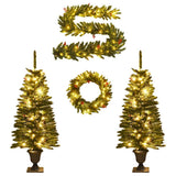 Vidaxl Kunst -Weihnachtsbäume 2 Sts mit Kranz, Girlande und LEDs