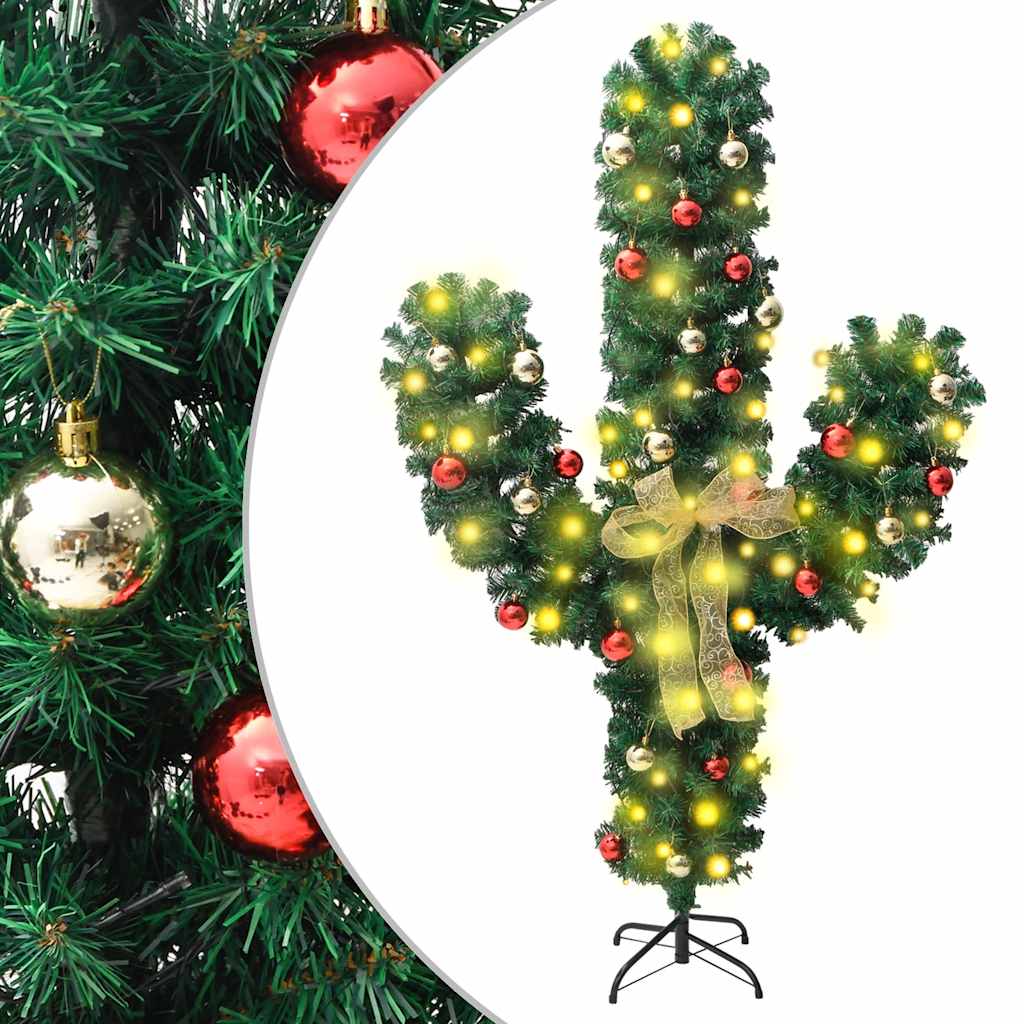 Vidaxl Weihnachten Kaktus mit Standard- und LEDs 150 cm PVC Grün
