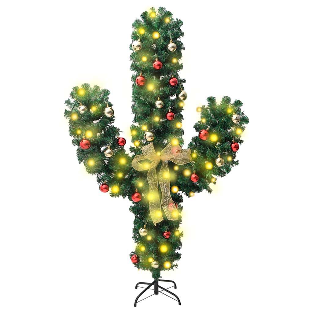Vidaxl Weihnachten Kaktus mit Standard- und LEDs 150 cm PVC Grün