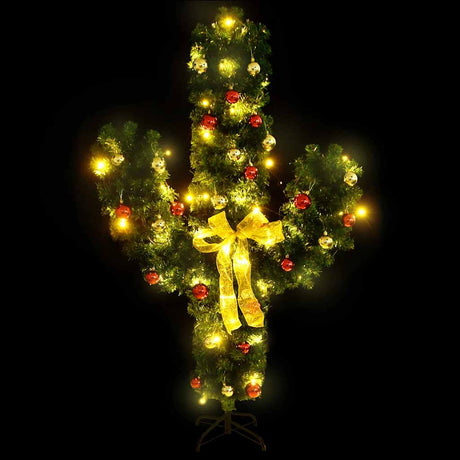 Vidaxl Weihnachten Kaktus mit Standard- und LEDs 150 cm PVC Grün