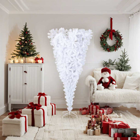 Vidaxl kunstkerstboom mit Standard umgekehrt 180 cm Weiß