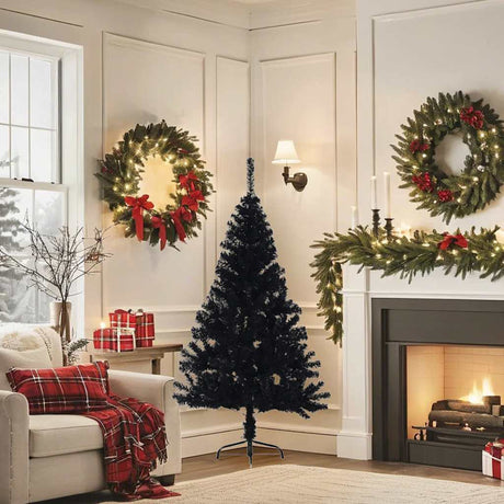 Vidaxl Kunstkerstboom mit Standardhälfte 150 cm PVC Schwarz