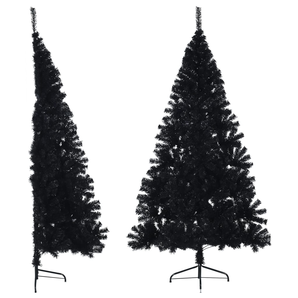 VidaXL Kunstkerstboom with standard half 210 cm PVC Black