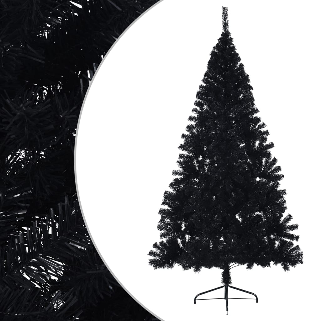 VidaXL Kunstkerstboom with standard half 210 cm PVC Black