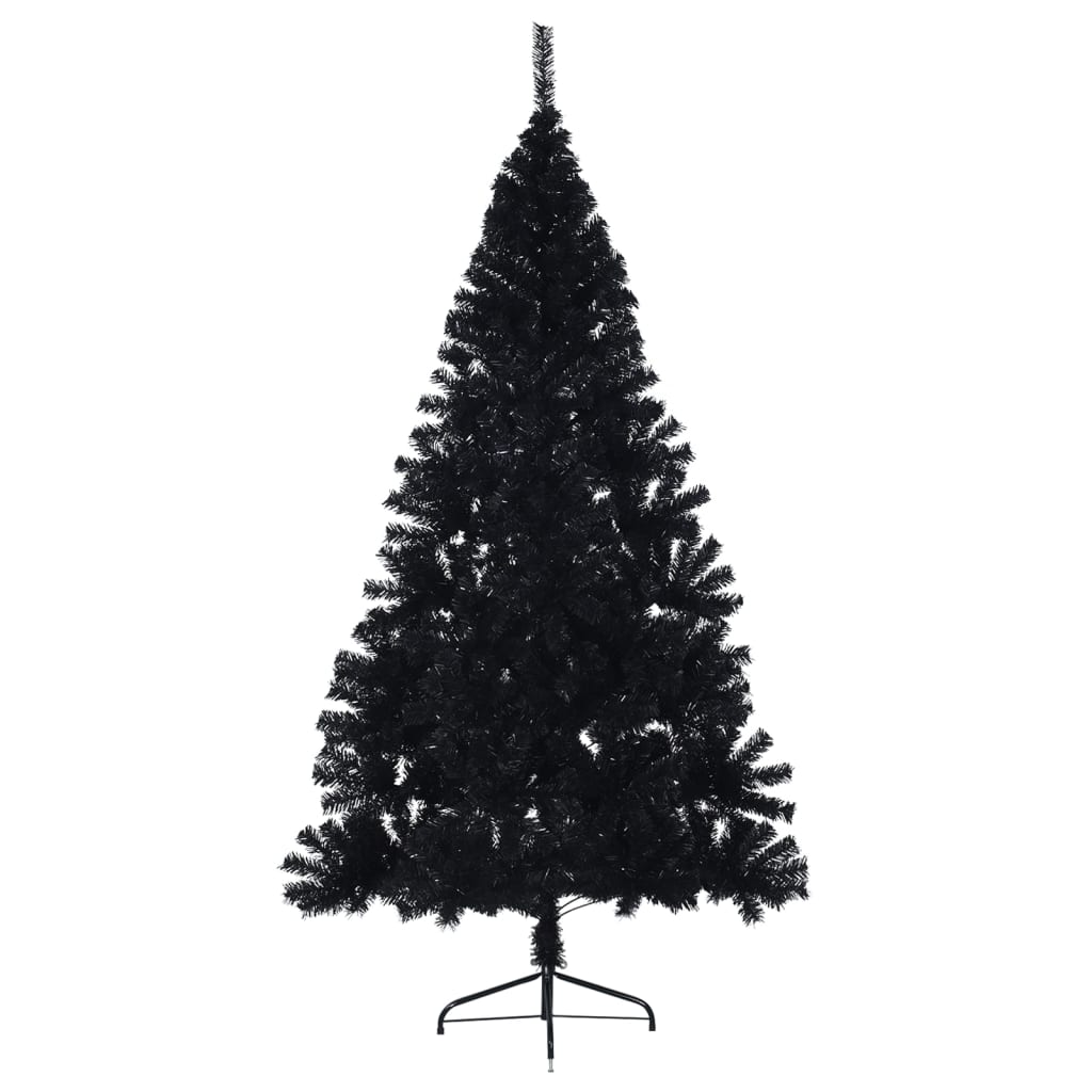 VidaXL Kunstkerstboom with standard half 210 cm PVC Black