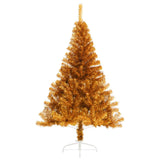 Vidaxl kunstkerstboom halb mit Standard mit einer goldenen Kappe von 150 cm