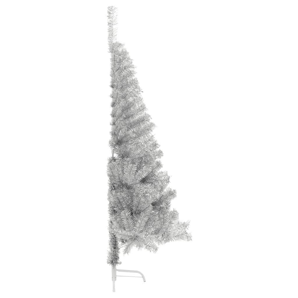 Vidaxl KunstKerstboom Hälfte mit Standard mit einer Standard -120 -cm -Kappe silberfarben