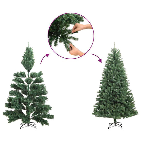 Vidaxl Kunstkerstboom Hälfte mit Standard mit einer Standard -Silberkappe von 180 cm