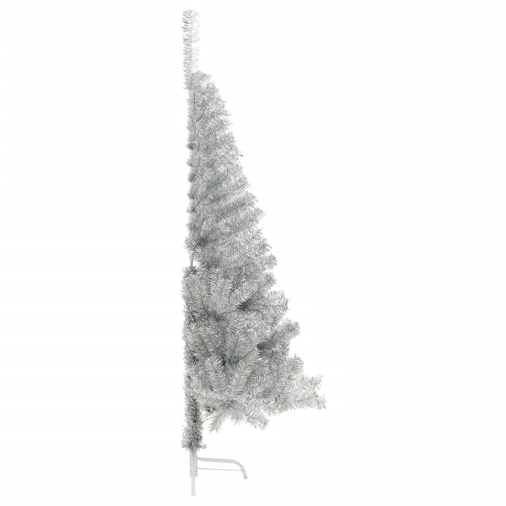 Vidaxl Kunstkerstboom Hälfte mit Standard mit einer Standard -Silberkappe von 180 cm
