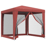 VidaXL Partyzelt mit 4 Mesh-Seitenwänden 2,5x2,5 m HDPE rot