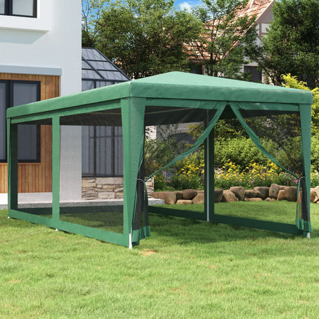 Vidaxl -Partyzelt mit 6 -Mesh -Seitenwänden 3x6 M HDPE Green