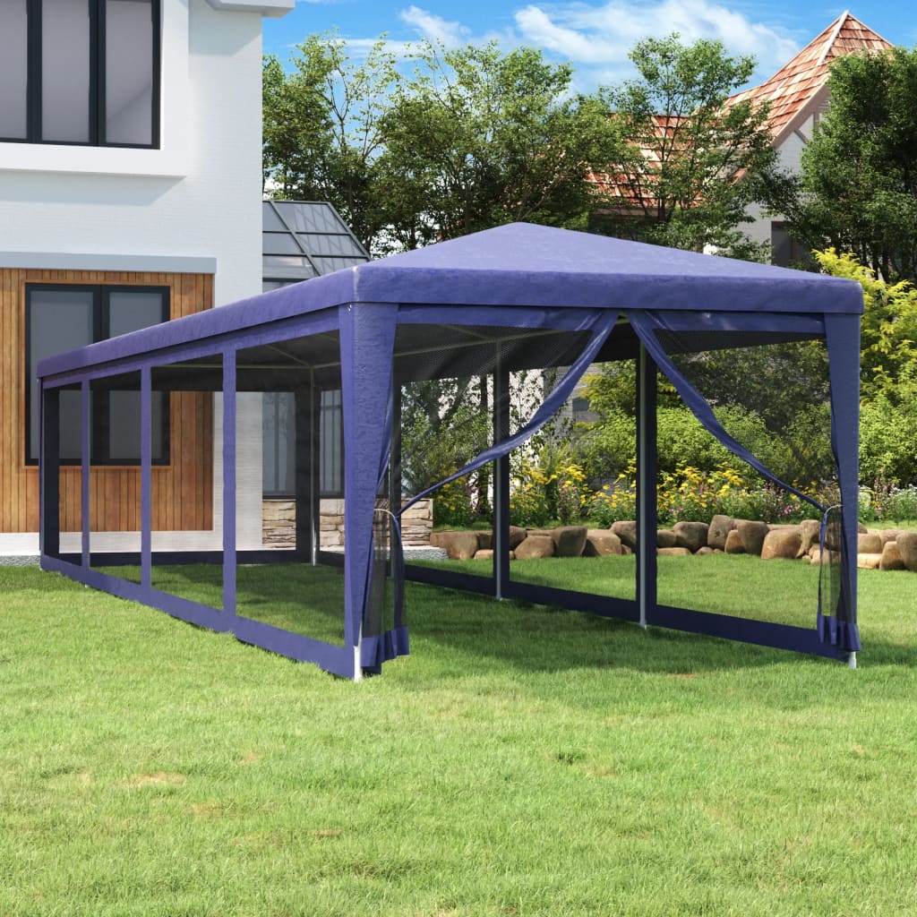 Vidaxl Partei Zelt mat 10 Mesh Säit Maueren 3x12 m hdpe blo