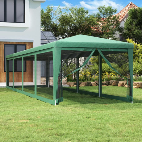 VIDAXL -Partyzelt mit 10 Mesh Seitenwänden 3x12 M HDPE Green