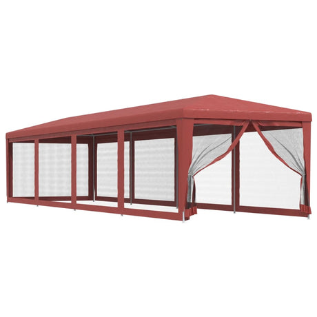 VIDAXL -Partyzelt mit 10 -Mesh -Seitenwänden 3x12 M HDPE -Rot